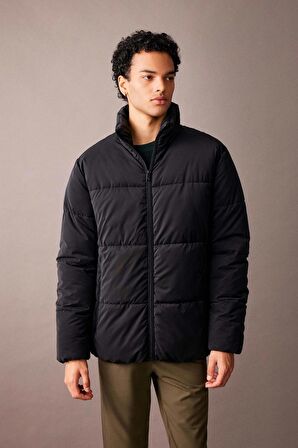 DeFacto Slim Fit Dik Yaka Astarlı Şişme Mont U4213AZ23AUBK27