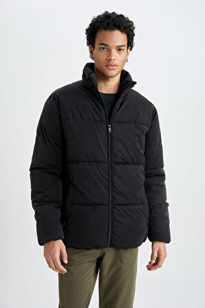 DeFacto Slim Fit Şişme Mont Dar Kesim Dik Yaka Astarlı Fermuarlı Çift Cepli U4213AZ23AUBK27