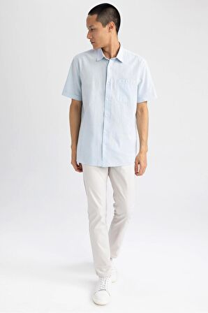 DeFacto Regular Fit Polo Yaka Kısa Kollu %100 Pamuk Gömlek M9432AZ23SPBE196