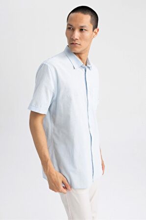 DeFacto Regular Fit Polo Yaka Kısa Kollu %100 Pamuk Gömlek M9432AZ23SPBE196