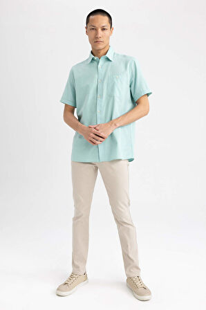 DeFacto Regular Fit Polo Yaka Kısa Kollu %100 Pamuk Gömlek M9432AZ23SPTR284