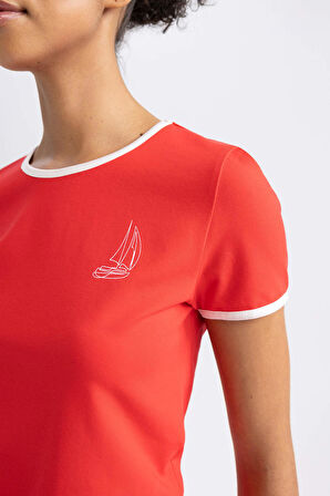 DeFactoFit Cropped Fit Bisiklet Yaka Sporcu Kısa Kollu Tişört A7034AX23HSRD227