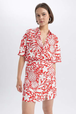 DeFacto Oversize Fit Baskılı Kısa Kollu Gömlek A9136AX23SMRD227