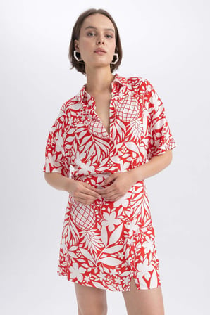 DeFacto Oversize Fit Baskılı Kısa Kollu Gömlek A9136AX23SMRD227