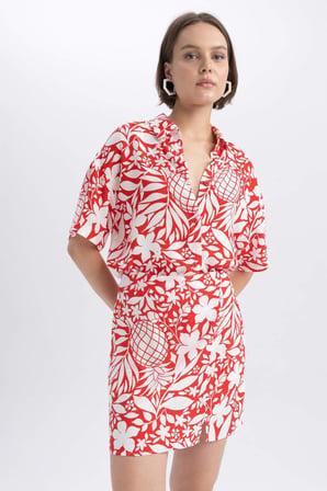 DeFacto Oversize Fit Baskılı Kısa Kollu Gömlek A9136AX23SMRD227