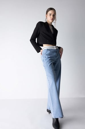 Wide Leg Jean Uzun %100 Pamuk Pantolon