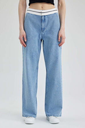 Wide Leg Jean Uzun %100 Pamuk Pantolon