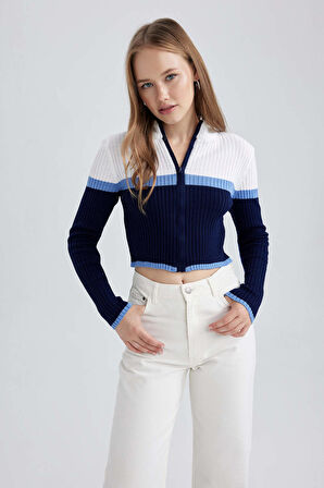 DeFacto Coool Regular Fit Yarım Balıkçı Yaka Triko Hırka A3646AX23AUNV42