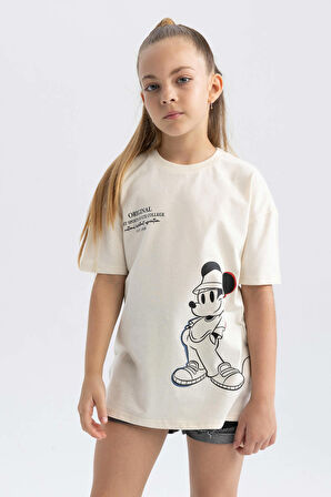 DeFacto Kız Çocuk Disney Mickey & Minnie Oversize Fit Kısa Kollu Tişört A5608A823AUER134