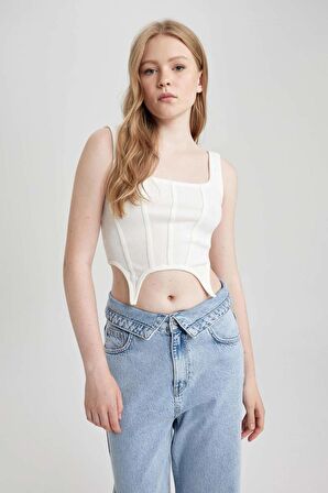 DeFacto Coool Fitted Korse Görünümlü Fitilli Kaşkorse Atlet A8762AX23SMWT32