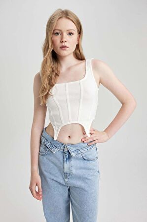 DeFacto Coool Fitted Korse Görünümlü Fitilli Kaşkorse Atlet A8762AX23SMWT32