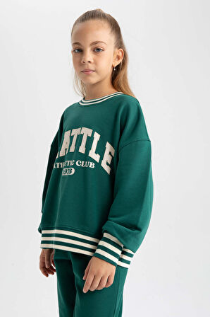 DeFacto Kız Çocuk Oversize Fit Bisiklet Yaka Sweatshirt A5981A823AUGN1116