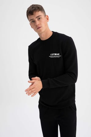 DeFacto Slim Fit Bisiklet Yaka Baskılı Sweatshirt Z3242AZ23SPBK81