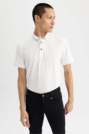 DeFacto Slim Fit Dar Kesim Kısa Kollu Basic Düz Polo Tişört T5259AZ23SPWT32