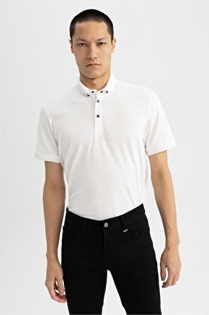 DeFacto Slim Fit Dar Kesim Kısa Kollu Basic Düz Polo Tişört T5259AZ23SPWT32
