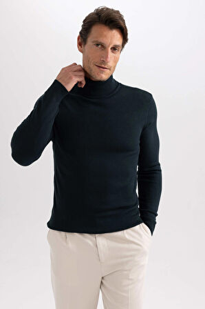 DeFacto Slim Fit Dar Kesim Balıkçı Yaka Basic Düz Triko Kazak R1124AZ23WNGN1079