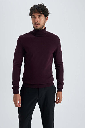 DeFacto Slim Fit Dar Kesim Balıkçı Yaka Basic Düz Triko Kazak R1124AZ23WNBR46