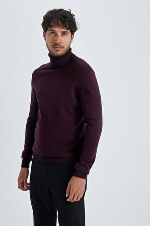 DeFacto Slim Fit Dar Kesim Balıkçı Yaka Basic Düz Triko Kazak R1124AZ23WNBR46