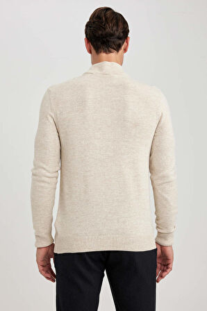 DeFacto Slim Fit Dar Kesim Yarım Balıkçı Yaka Basic Düz Triko Kazak R1127AZ23WNBG300