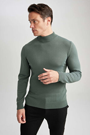 DeFacto Slim Fit Dar Kesim Yarım Balıkçı Yaka Basic Düz Triko Kazak R1127AZ23WNKH412