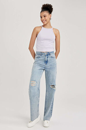 Coool Fitted Halter Yaka Ribana Basic Düz Atlet