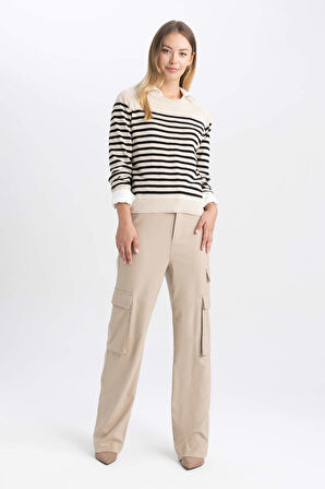 DeFacto Regular Fit Çizgili Bisiklet Yaka Basic Kazak Z1317AZ23WNBK27