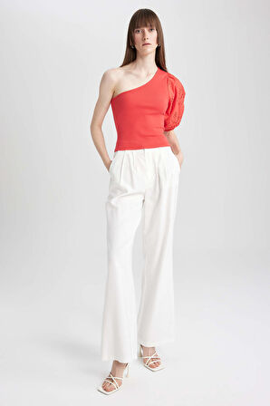 DeFacto Slim Fit Tek Omuzlu Kısa Kollu Tişört A7349AX23SMRD87