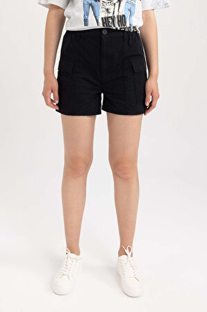 DeFacto Regular Fit Normal Bel Poplin %100 Pamuk Şort A3689AX23SMBK27