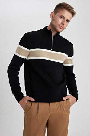 DeFacto Standart Fit Balıkçı Yaka Kazak Y4193AZ23WNBK27