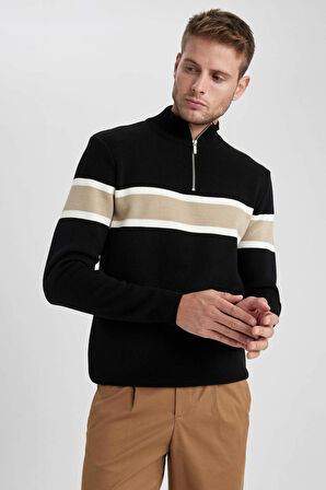 DeFacto Standart Fit Balıkçı Yaka Kazak Y4193AZ23WNBK27