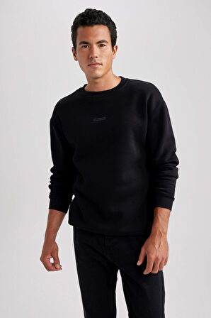 DeFacto Boxy Fit Bisiklet Yaka Baskılı Sweatshirt X8282AZ23AUBK81