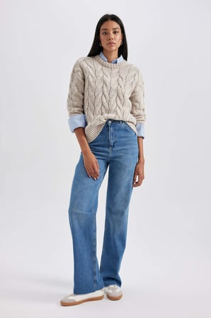 Oversize Fit Bisiklet Yaka Kazak