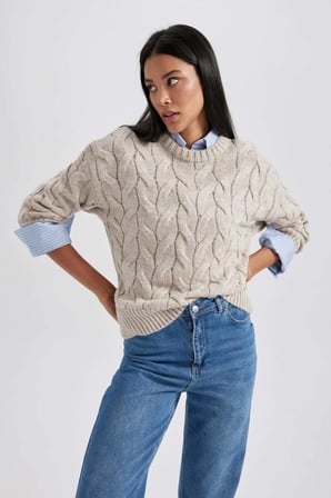 Oversize Fit Bisiklet Yaka Kazak