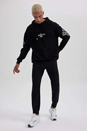 DeFactoFit NBA Brooklyn Nets Boxy Fit Kapüşonlu Kalın Sweatshirt A7251AX23AUBK81