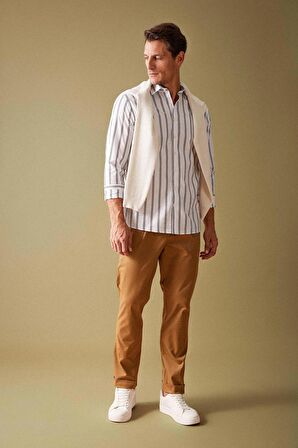 DeFacto Gabardin Pantolon Tailored Regular Fit Cepli Duble Paça A5115AX23AUBN106