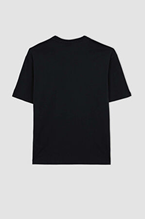 DeFactoFit NBA Los Angeles Lakers Oversize Geniş Kalıp Bisiklet Yaka Kısa Kollu Tişört T7062AZ23AUBK27