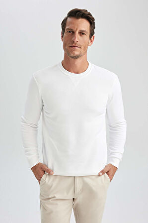 DeFacto Regular Fit Bisiklet Yaka Kalın Basic Düz Sweatshirt T3777AZ23AUWT34