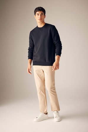 DeFacto Regular Fit Bisiklet Yaka Kalın Basic Düz Sweatshirt T3777AZ23AUBK81