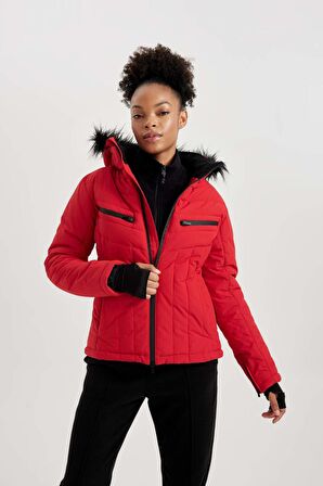 DeFactoFit Kayak Montu Su İtici Rüzgar Geçirmez Slim Fit Dar Kesim Kapüşonlu Fermuarlı Cepli Ultra Korumalı A7301AX23WNRD79