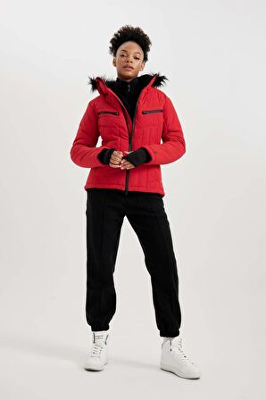 DeFactoFit Kayak Montu Su İtici Rüzgar Geçirmez Slim Fit Dar Kesim Kapüşonlu Fermuarlı Cepli Ultra Korumalı A7301AX23WNRD79