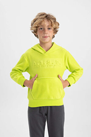 DeFacto Erkek Çocuk Kapüşonlu Polar Sweatshirt B2974A823WNGN402