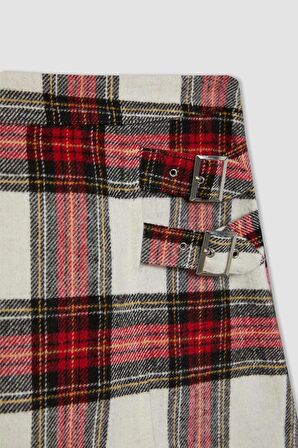 DeFacto Coool Kareli Pilise Mini Etek B3639AX23WNRD286