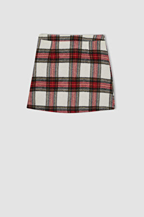 DeFacto Coool Kareli Pilise Mini Etek B3639AX23WNRD286