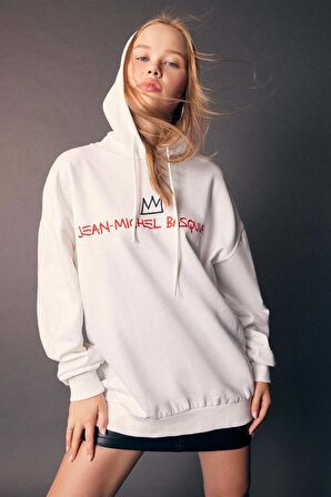 DeFacto Coool Jean Michel Basquiat Oversize Fit Kapüşonlu Kalın Sweatshirt B3627AX23WNWT32