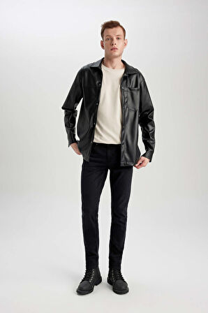 DeFacto Carlo Skinny Fit Ekstra Dar Kalıp Normal Bel Ekstra Dar Paça Siyah Jean Pantolon S2285AZ24SPNM40