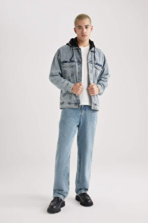 DeFacto Oversize Fit Kapüşonlu Jean Ceket B5745AX24SPNM39