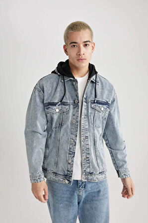 DeFacto Oversize Fit Kapüşonlu Jean Ceket B5745AX24SPNM39