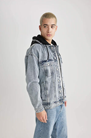 DeFacto Oversize Fit Kapüşonlu Jean Ceket B5745AX24SPNM39