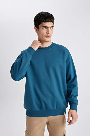 DeFacto Oversize Geniş Kalıp Bisiklet Yaka Basic Düz Sweatshirt T5139AZ24SPBE785