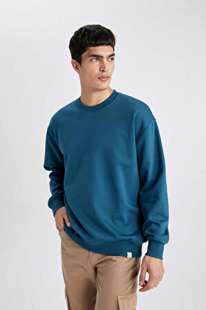 DeFacto Oversize Geniş Kalıp Bisiklet Yaka Basic Düz Sweatshirt T5139AZ24SPBE785